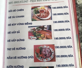 MENU MÓN DÊ NÚI