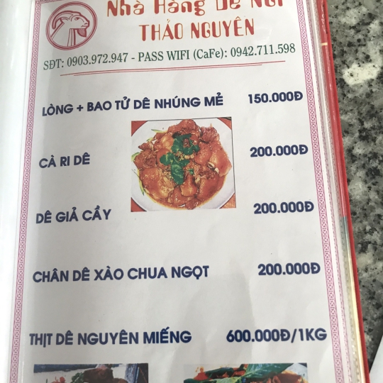 MENU DÊ NÚI 