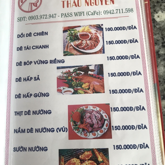 MENU MÓN DÊ NÚI