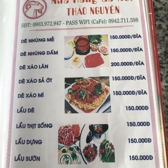 MENU MÓN DÊ 